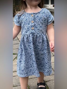Nanette Lepore Blue Floral Short Sleeve Dress for Girls